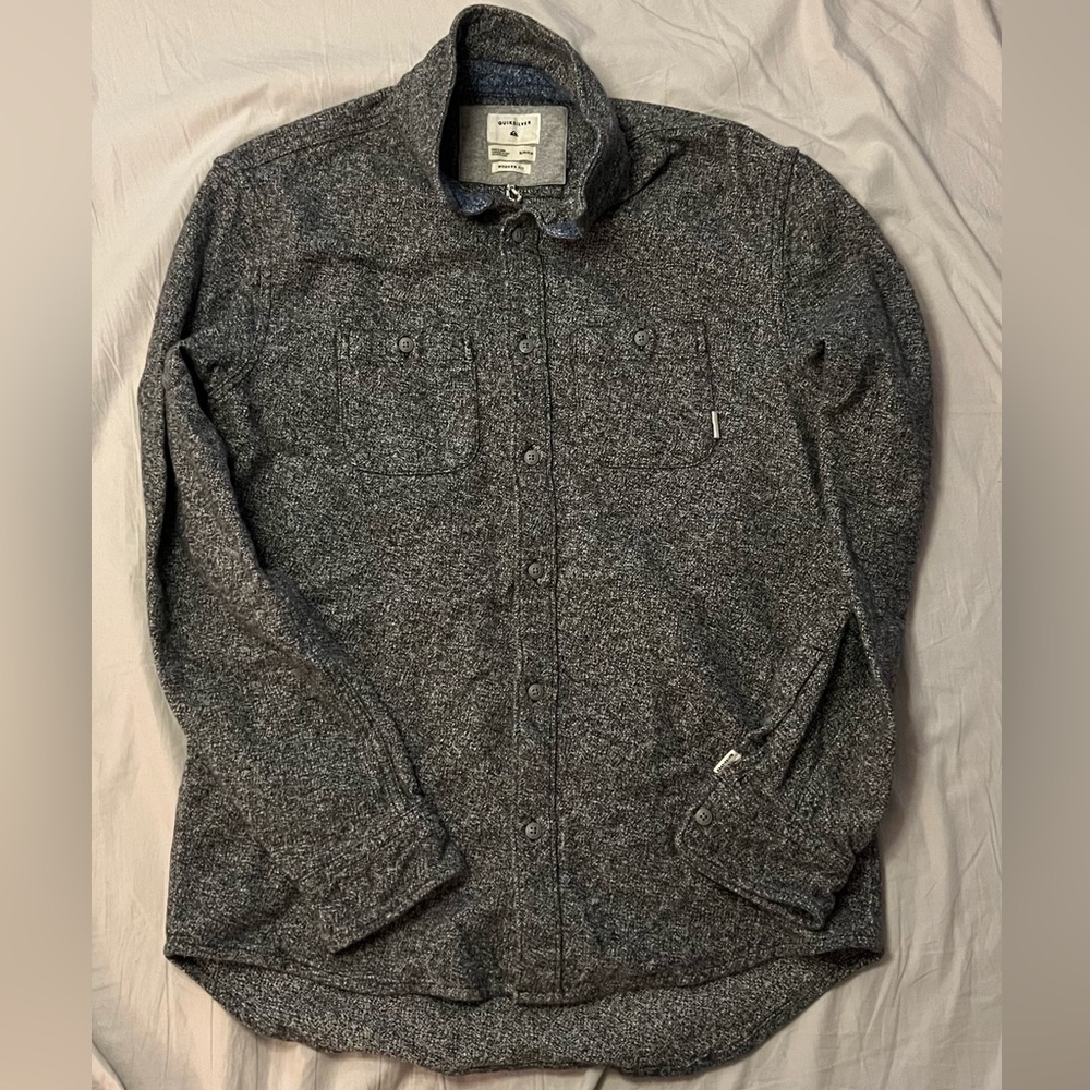 Quiksilver Textured Heather Grey Button-Up Shirt